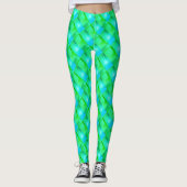 Blaugrün gebogene Rechtecke oder Streifen, die dün Leggings (Vorderseite)