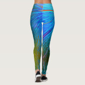 Blaugrün-gelb-Abstrakte Streifenmuster Moderne Leggings (Rückseite)