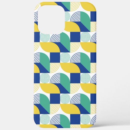 Blaugrün-gelb-Abstraktes geometrisches Muster Case-Mate iPhone Hülle (Rückseite)
