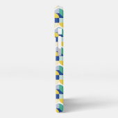 Blaugrün-gelb-Abstraktes geometrisches Muster iPhone Hülle (Linke Seite)