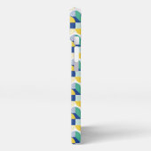 Blaugrün-gelb-Abstraktes geometrisches Muster iPhone Hülle (Linke Seite)