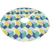 Blaugrün-gelb-Abstraktes geometrisches Muster Polyester Weihnachtsbaumdecke (Schrägansicht)