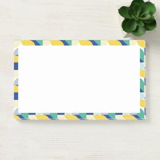 Blaugrün-gelb-Abstraktes geometrisches Muster Post-it Klebezettel (Büro)