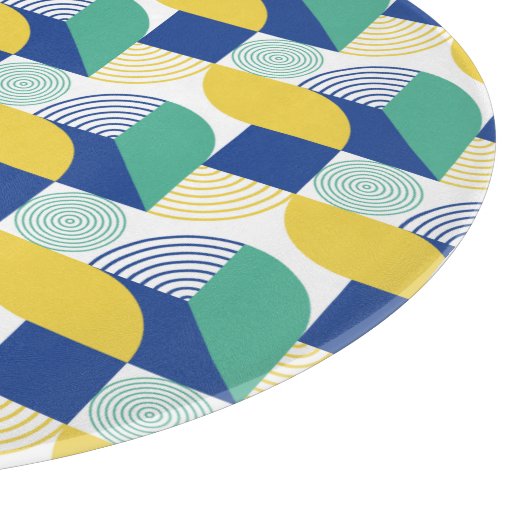 Blaugrün-gelb-Abstraktes geometrisches Muster Schneidebrett (Ecke)