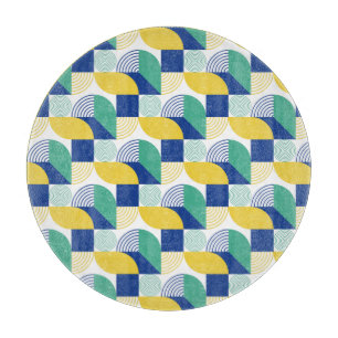 Blaugrün-gelb-Abstraktes geometrisches Muster Schneidebrett