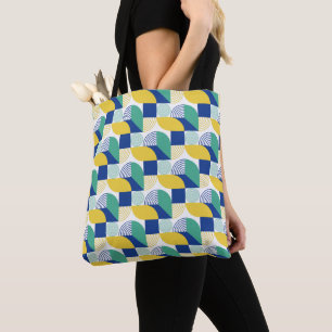 Blaugrün-gelb-Abstraktes geometrisches Muster Tasche