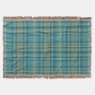Blaugrün Gelb Beige Kariert Tartan Muster Decke