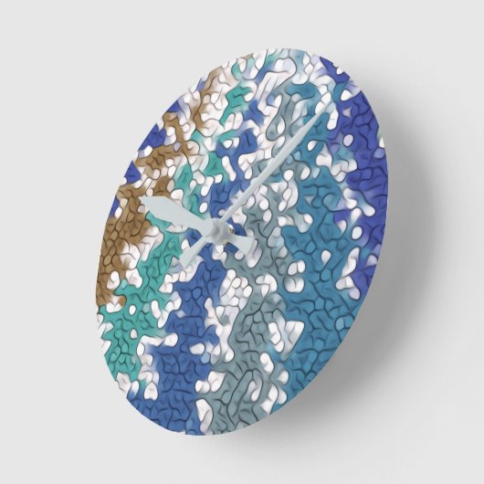 Blaugrün Gelb Einziges Muster Runde Wanduhr (Winkel)