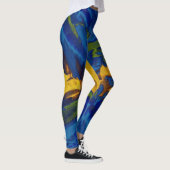 Blaugrün-gelber Paint-Spritzer Leggings (Rechts)