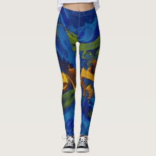 Blaugrün-gelber Paint-Spritzer Leggings