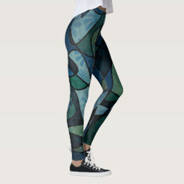 Blaugrün, gestanztes Glas, einzigartig Abstrakt Leggings