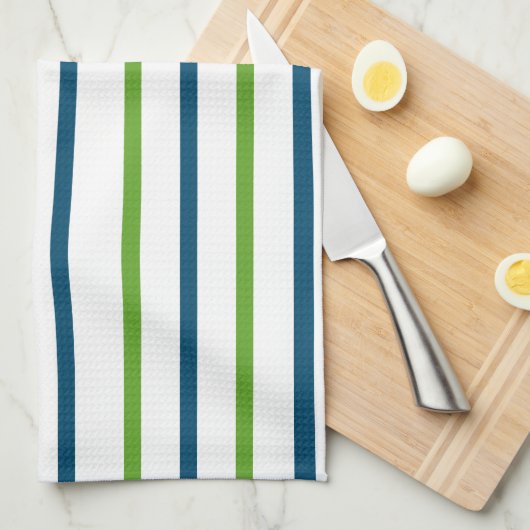 Blaugrün gestreift geschirrtuch (Viertel Falte)