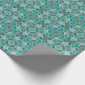 Blaugrün-Glas-Kies-Mosaikmuster Geschenkpapier (Ecke)