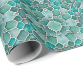 Blaugrün-Glas-Kies-Mosaikmuster Geschenkpapier (Rolleneckpunkt)