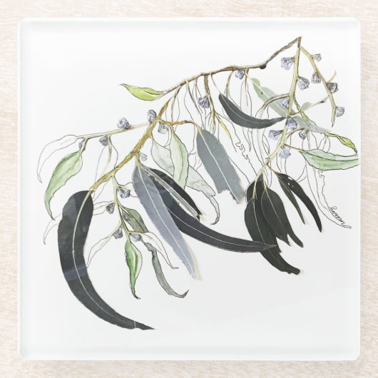 Blaugrün Glasuntersetzer (Vorderseite)