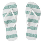 Blaugrün Glitzer Streifen Badesandalen (Fußbett)