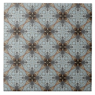 Blaugrün, Grau, Bronze, Vintage-Blumenmuster Fliese