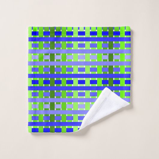 Blaugrün Kariert Badhandtuch Set (Waschlappen)