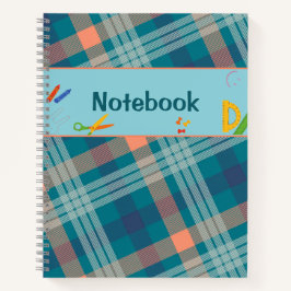 Blaugrün-kariert-Tartan-Notebook Notizblock