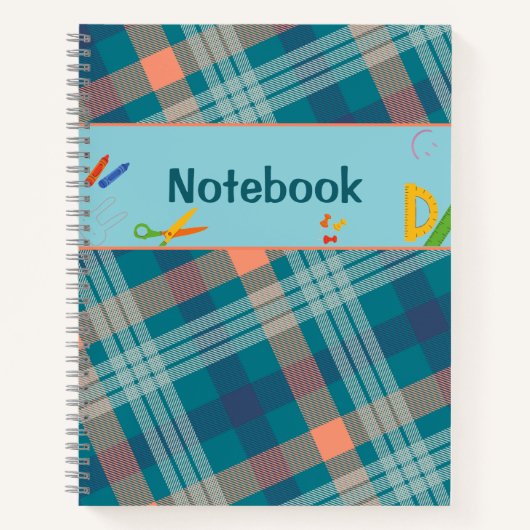 Blaugrün-kariert-Tartan-Notebook Notizblock (Vorderseite)