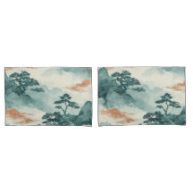Blaugrün & Kupfer Japanische Landschaft