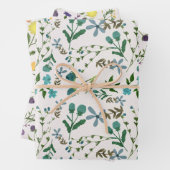 Blaugrün Lila orange Gelbe Blütenfarbe Geschenkpapier Set (Beispiel)