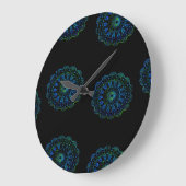 Blaugrün-Mandala Große Wanduhr (Winkel)