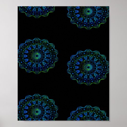 Blaugrün-Mandala Poster (Vorne)