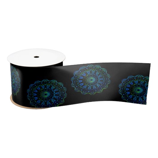 Blaugrün-Mandala Satinband (Spule)