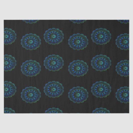 Blaugrün-Mandala Seidenpapier (Vorderseite)