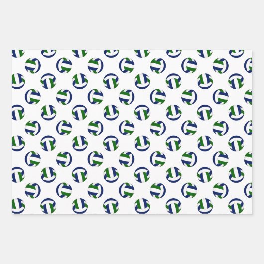 Blaugrün-Mannschaftsfarben, die Volleyball koordin Geschenkpapier Set (Vorderseite 3)