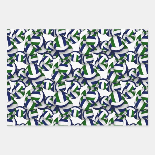 Blaugrün-Mannschaftsfarben, die Volleyball koordin Geschenkpapier Set (Vorderseite)