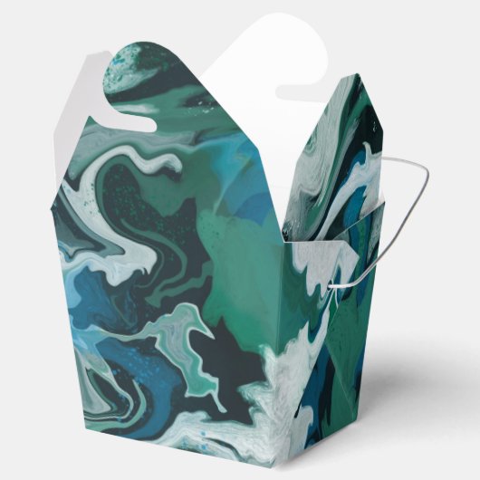 Blaugrün marmorierte Pinselstriche Handgefertigt Geschenkschachtel (Geöffnet)