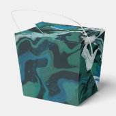 Blaugrün marmorierte Pinselstriche Handgefertigt Geschenkschachtel (Rückseite)