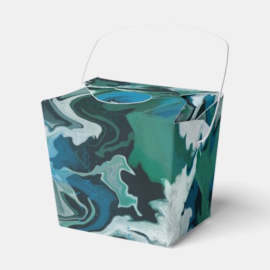 Blaugrün marmorierte Pinselstriche Handgefertigt Geschenkschachtel (Vorderseite)