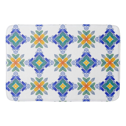 Blaugrün-Mosaikfliesen-Muster Badematte (Vorderseite)