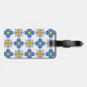 Blaugrün-Mosaikfliesen-Muster Gepäckanhänger (Rückseite horizontal)