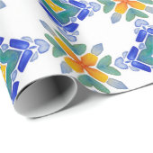 Blaugrün-Mosaikfliesen-Muster Geschenkpapier (Rolleneckpunkt)