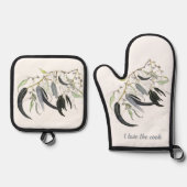 Blaugrün Ofenhandschuh & Topflappen-Set (Vorderseite)