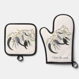 Blaugrün Ofenhandschuh & Topflappen-Set