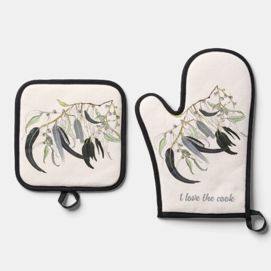 Blaugrün Ofenhandschuh & Topflappen-Set (Vorderseite)