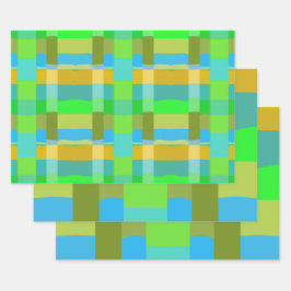 Blaugrün Orange Lila Creamy Muster Abstrakt Geschenkpapier Set