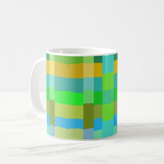 Blaugrün Orange Lila Creamy Muster Abstrakt Kaffeetasse (Vorderseite Links)