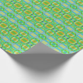 Blaugrün-orange Lila-cremig-Gittermuster Geschenkpapier (Ecke)