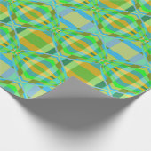 Blaugrün-orange Lila-cremig-Gittermuster Geschenkpapier (Ecke)