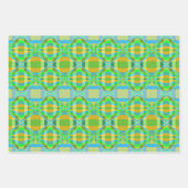 Blaugrün-orange Lila-cremig-Gittermuster Geschenkpapier Set (Vorderseite 2)