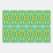 Blaugrün-orange Lila-cremig-Gittermuster Geschenkpapier Set (Vorderseite)