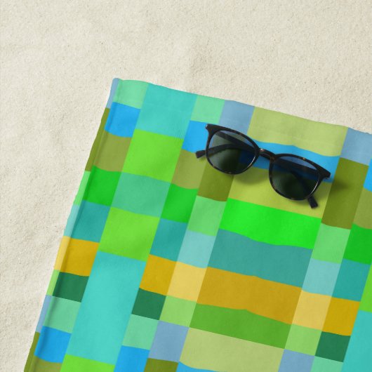 Blaugrün orangefarbenes Lila cremiges Muster Absta Strandtuch (Beispiel)