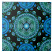 Blaugrün-orientalisches Fraktal Fliese (Vorderseite)