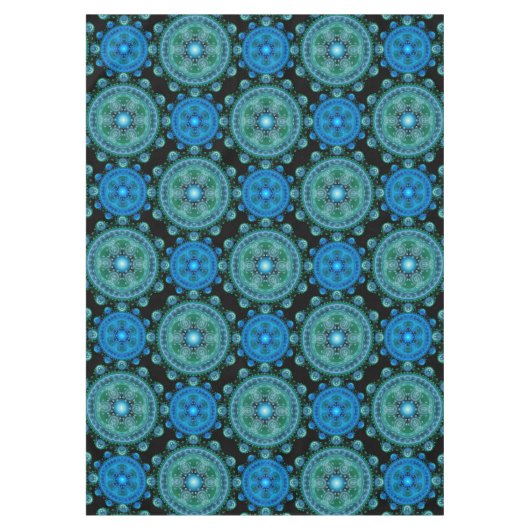 Blaugrün-orientalisches Fraktal Tischdecke (Vorderseite)